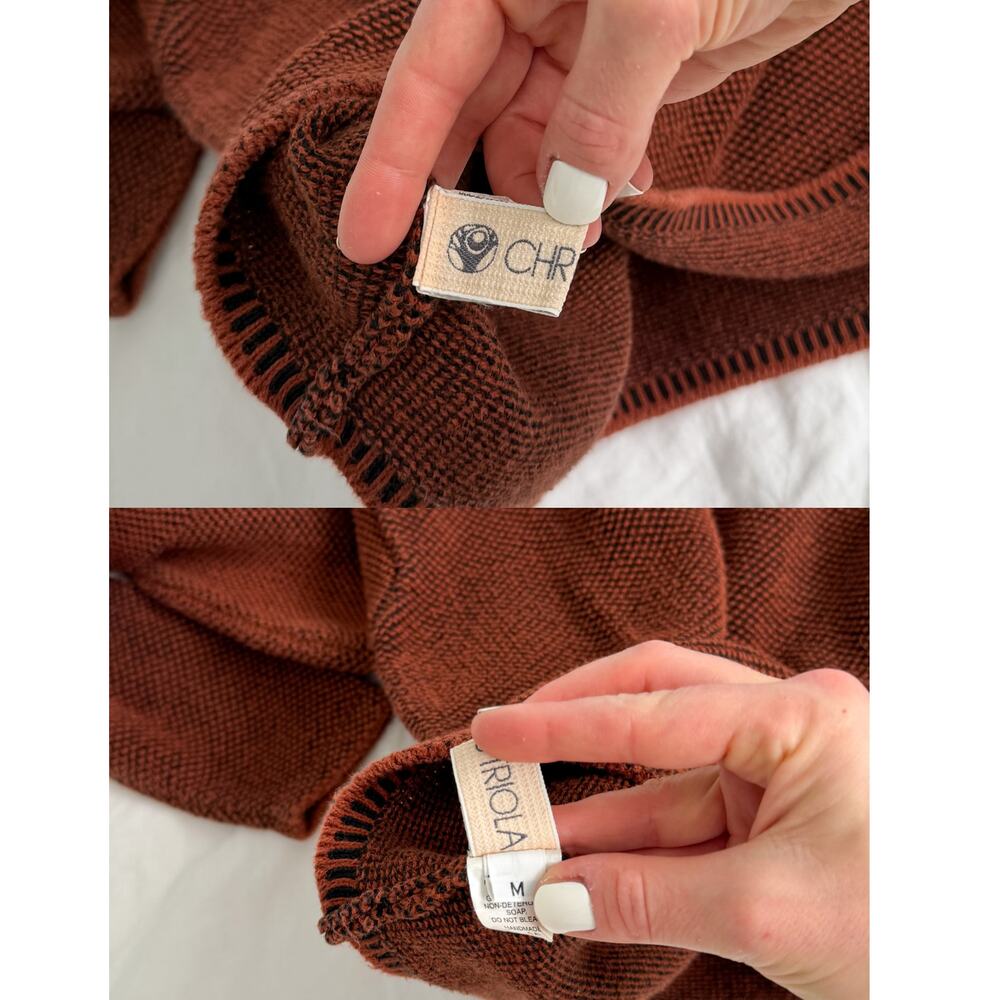 Chris Triola Rust Orange 100% Cotton Textured Hand Made Boatneck Pullover Top - Picture 3 of 9